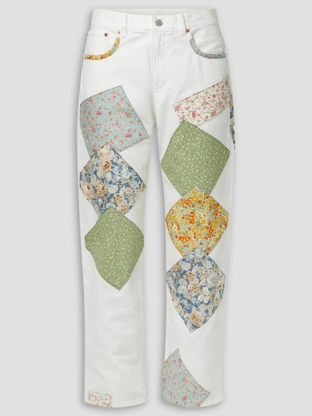 NWT Denimist White Floral Patchwork Boyfriend Jeans Size 25 Free People